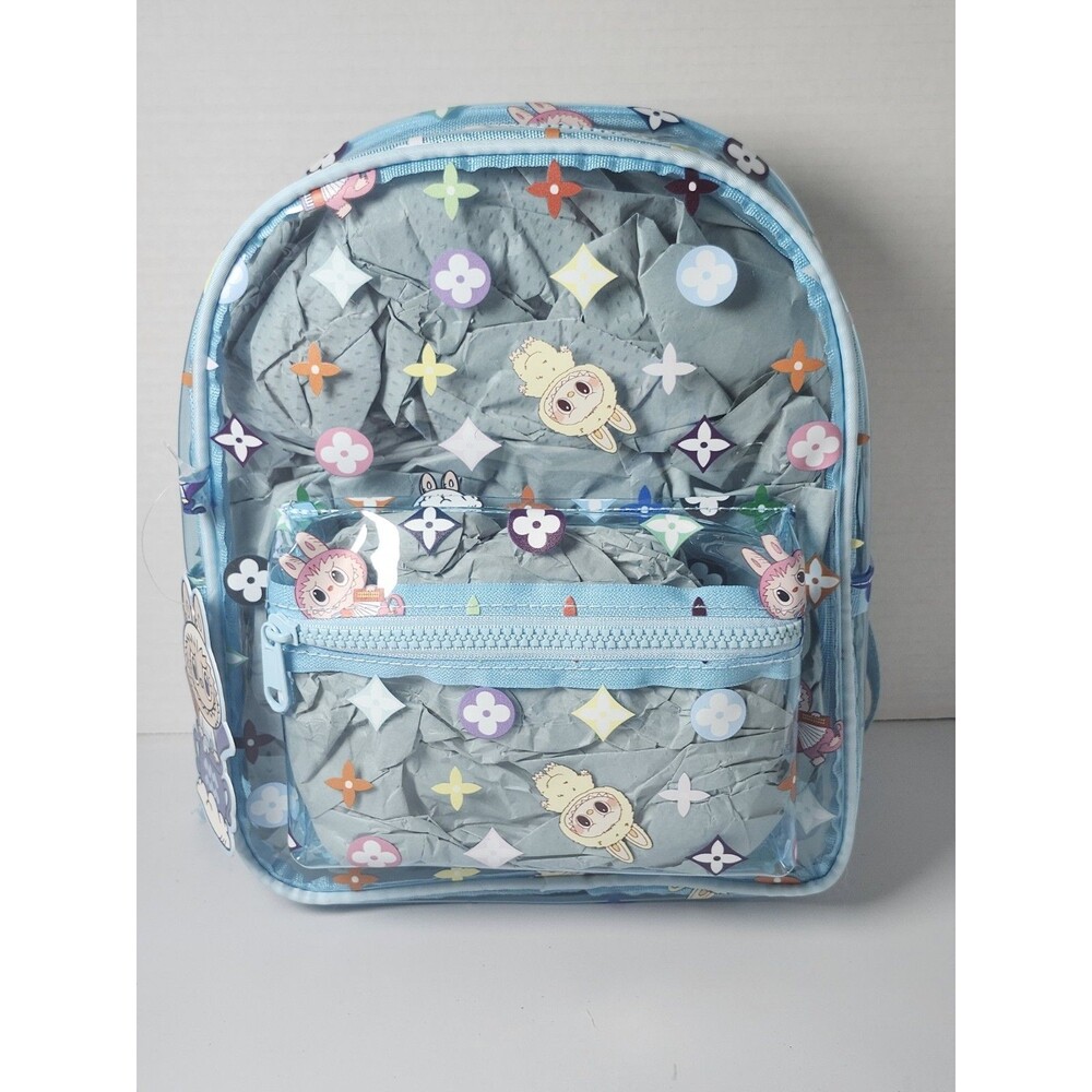 Light Blue Clear Monster Mini Backpack Purse Bag